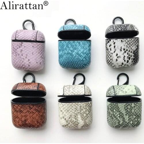 Alirattan Snake Skin Bluetooth Wireless Earphone Case Air Pods Pouch Protective Cover Accessories Air Pods Charging Box ins