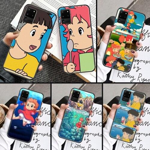 Anime Cute Ponyo on the Cliff Phone case For Samsung Galaxy Note 4 8 9 10 20 S8 S9 S10 S10E S20 Plus UITRA Ultra black tpu Etui