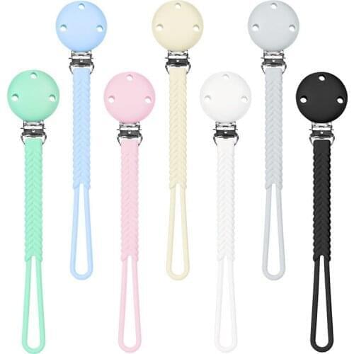 Chenkai 10pcs Silicone Weaving Pacifier Round Clips Chain BPA Free DIY Baby Teether Dummy Nursing Soother Sensory Jewelry Toys