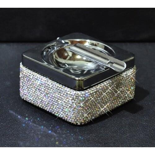 Car Auto Car Truck Cigarette Cigar Ashtray Rhinestones Ash Cylinder Holder Container White Bling Bling
