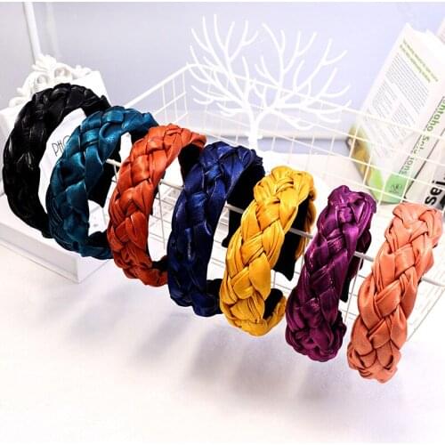 CN Fabric Twist Braid Hairband Solid Color Bezel Hairhoop Fashion Wide Headbands For Women GirlsThick Headwear Hair Accessories