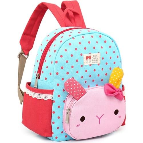 Kindergarten Children 3D Rabbit School Backpack Child Cartoon Girl Patchwork Canvas Mochila Fashion Childrens Bag Rucksack