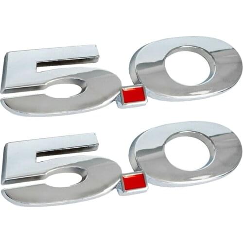 For 2011-2014 Ford Mustang GT 5.0 Chrome Plated Side Body Fender Emblems - Pair 5.5 x 1.5 Inch Decal Sticker Nameplate