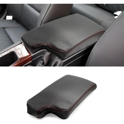 For BMW 3 Series E90 2005 - 2012 Carbon Texture Leather - red line Car Interior Center Console Lid Armrest Protection Cover Trim