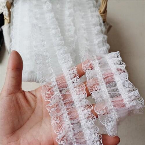 5cm*5yards ruffle elastic lace trims for clothing white black Trimmings for wedding dress DIY sewing accessories trim for tailor