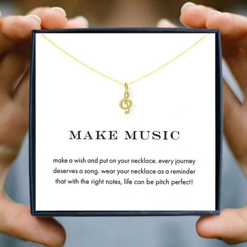 IcareU Simple Note Music Design Necklace For Women Minimalist Gold Color Pendant Choker Chain Jewelry Wholesale Dropshipping