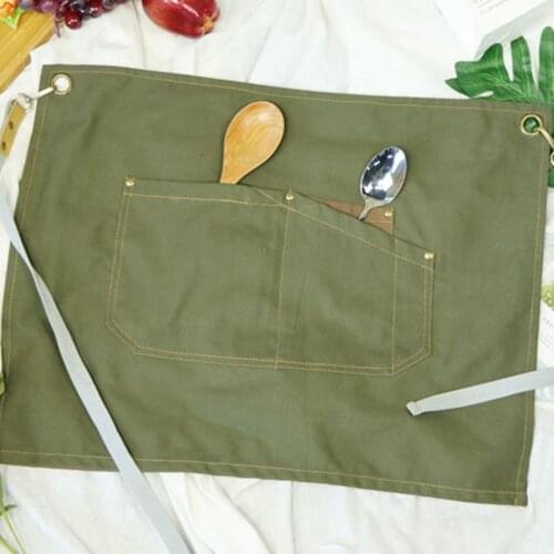 Personalized Creative Double-Sided Two-Color Canvas Apron Large Pocket Unisex Dirt-Proof Universal In All Seasons