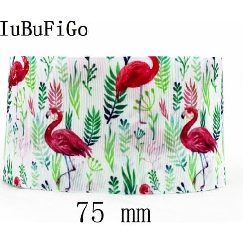 IuBuFiGo 10 yard 7/8",3" Flamingos Printed Grosgrain ribbon Cartoon gift ribbon bows dlework DIY headband tape 1952