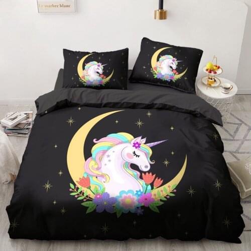 Classic 3D Duvet Cover Set Comforter Bedding Set Queen King Queen Double Single Size Unicorn Cartoon Design Custom Bedclothes