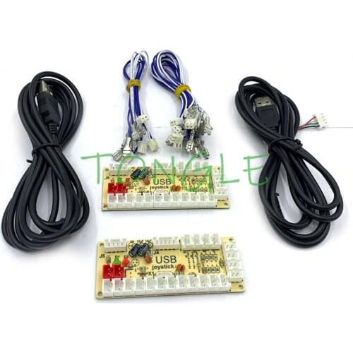 2 Players Zero Delay Arcade DIY KIT USB ENCODER PC TO JOYSTICK FOR 4way & 8way ZIPPY JOYSTICK & 4.8MM BUTTON