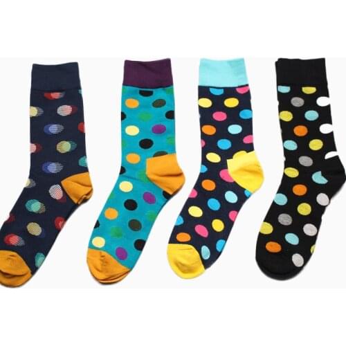 PEONFLY funny Socks men Cotton Autumn Circle Point Happy Socks 4PAIRS/LOT Best Sellers meias homens meia