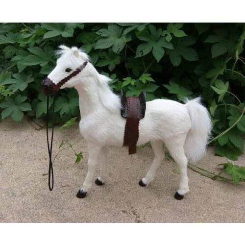 New simulation 1:6 war horse toy polyethylene&furs white blood horse gift about 36x34cm 1967
