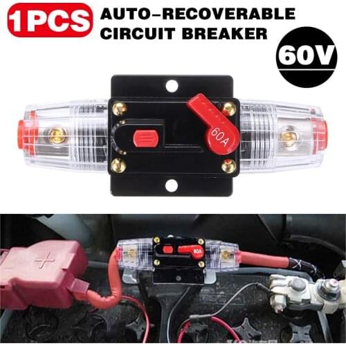 New Arrival 1pc Car Stereo Audio 12V Circuit Breaker Fuse Inline Fits 4 8 Gauge Wire 60 Amp