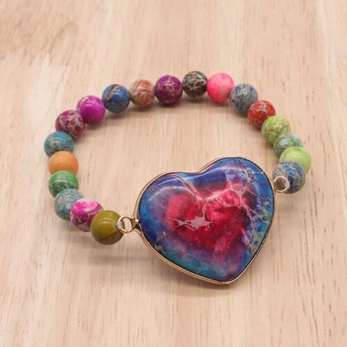 New Fashion Natural Stone Beads Bracelets Heart Shape Stone Handmande Charm Bracelets For Women Girls Friendship Bracelet GB018