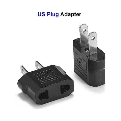 US to EU EU TO US Power Plug Converter Adapter Adaptor USA to European Black Plastic Travel Converter