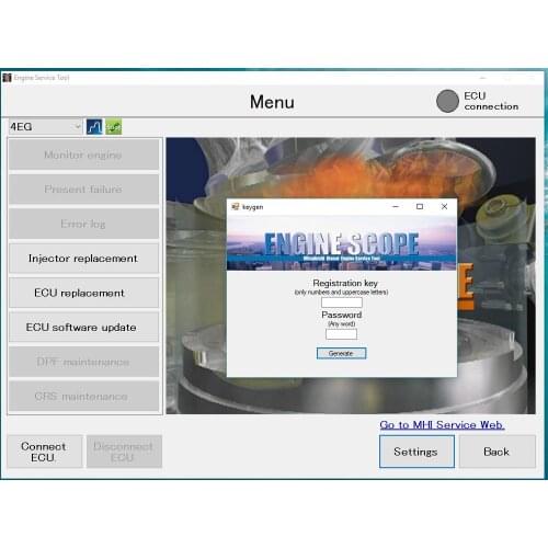 Engine scope diesel engine service tool + keygen forMitsubishi