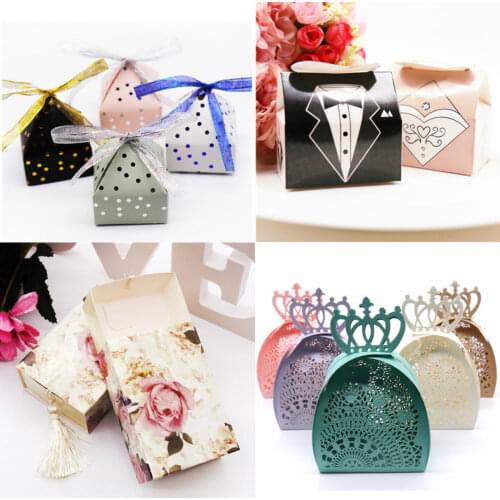 Romantic Groom Bride Love Chocolate Box Wedding Party Decoration Favor Hollow Butterfly Paper Candy Box Tassel Flower Gift Boxes