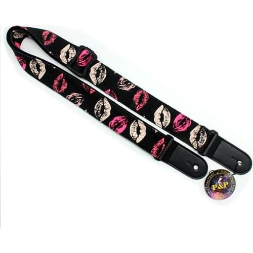 Pink Kiss Cotton Ukulele Strap Small Acoustic Guitar Folk Guitar Strap