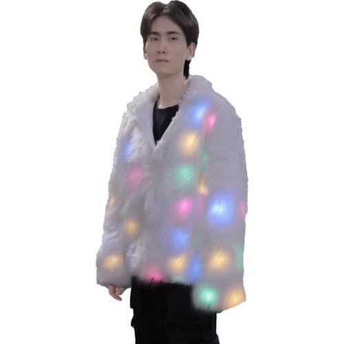 LED Multi-Color Warm Hoodie Vest Lights Jacket LED Lighting Coat Faux Fur Coat Gift
