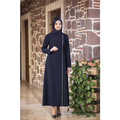 Navy blue women dress. Elegant and quality abaya. Muslim dress. New season fashion. Four season useable. Made in Turkey. Kaftan