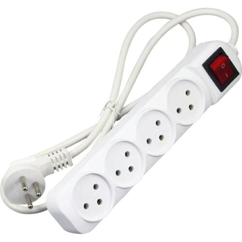 4 Ports Power Strip Sockets Portable White Color 16A 250V Extension Socket For Israel Electric Plug Wire Terminal Connector