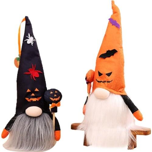 Halloween Gnome Decoration Light Up Swedish Tomte Gnome Plush Doll with Pumpkin Lollipop Kids Toys Gift for Boys Girls 2021 New