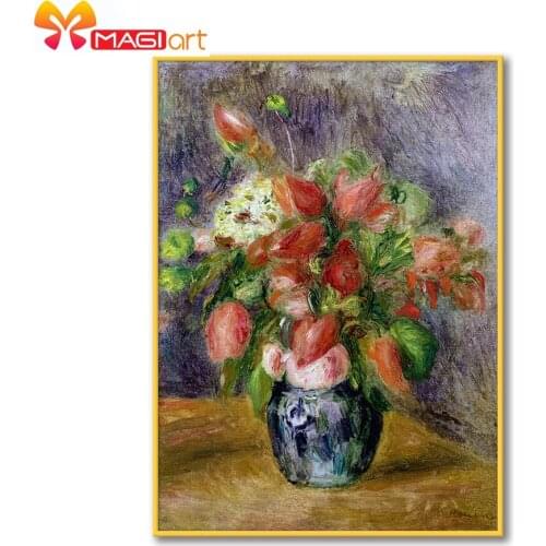 Cross stitch kits Embroidery needlework sets 11CT water soluble canvas patterns 14CT Budding flowers -NCMF330