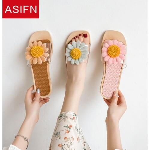 ASIFN Korean Version New Slippers Female Summer Fashion All-match Three-dimensional INS Style Sandals Flat Non-slip Flip Flops
