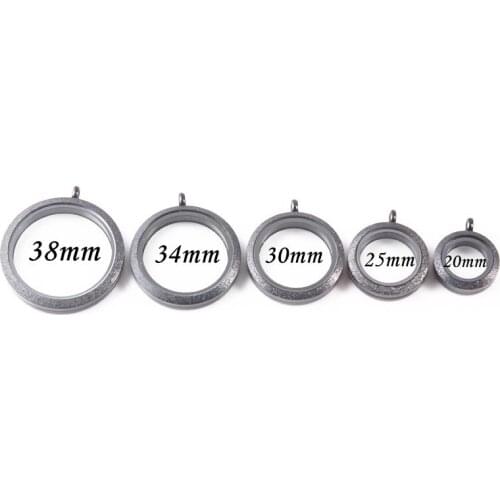10pcs/lot black scrub shine screw stainless steel floating locket pendant for women fashion jwelry floating charms memory locket
