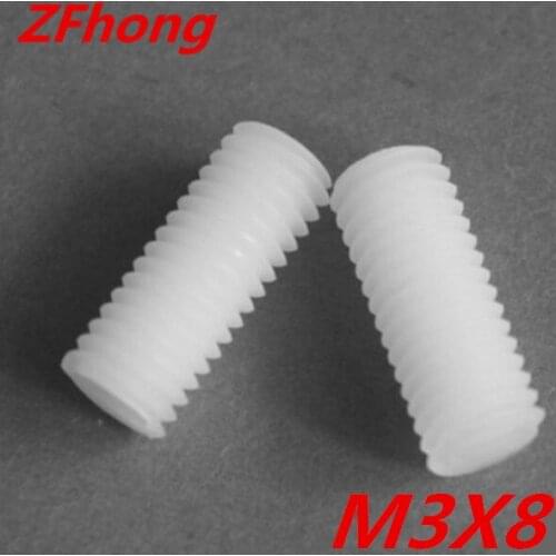 200pcs M3*8 M3 X 8 slotted nylon set screw With Flat Point