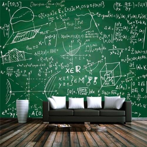 Custom 3d Wallpaper Living Room Creative Blackboard Chalk Mathematical Formula Wall Papers Home Decor TV Background Bar Study