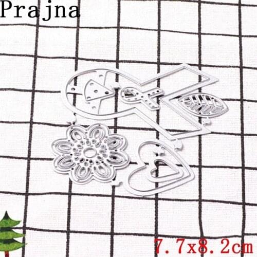 Prajna Flower Heart Leaves Cross Knot Metal Cutting Dies 4Pcs Stencils For Scrapbooking Handmade Embossing Paper Decoration D