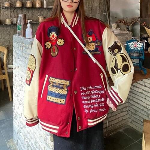 The U.S.A.Bomber Baseball Jacket Female Men Red Jacket Women Clothing 2021 Harajuku Plus Size Streetwear Outerwear Goth