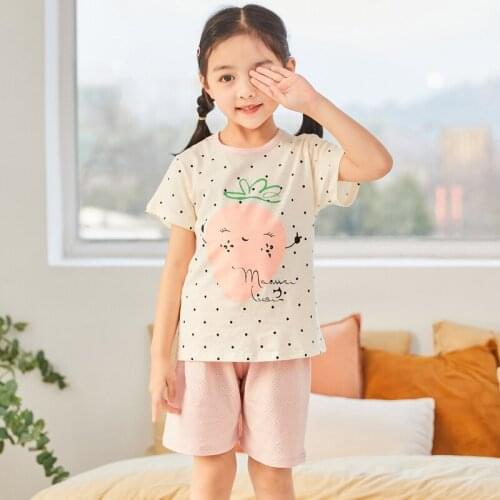 Girls Boys Summer Pajamas Baby Strawberry Sleepwear Kids Pyjamas Children Clothing Sets Unisex Teenage Pijamas For 2-10 Years