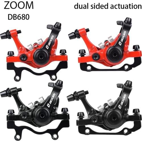 ZOOM Bilateral Drive Disc Brakes Road Manual Cable Change Mountain Bike Alloy DB680 Brake Line Pull Hydraulic Caliper Front