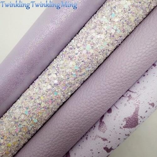 PURPLE Glitter Fabric, Metallic Faux Leather, Litchi Synthetic leather Sheets For Bow A4 21x29CM Twinkling Ming XM983
