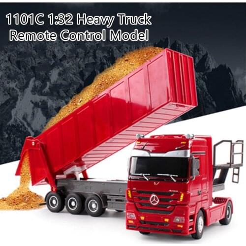 New Electric Remote Control Truck Model 1101C 1:32 2KG Load 6CH Radio Control RC One Key Dump Tipping Bucket Engineering Truck