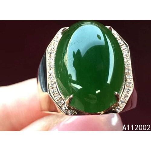 KJJEAXCMY fine jewelry natural Jasper 925 sterling silver new men gemstone ring support test trendy