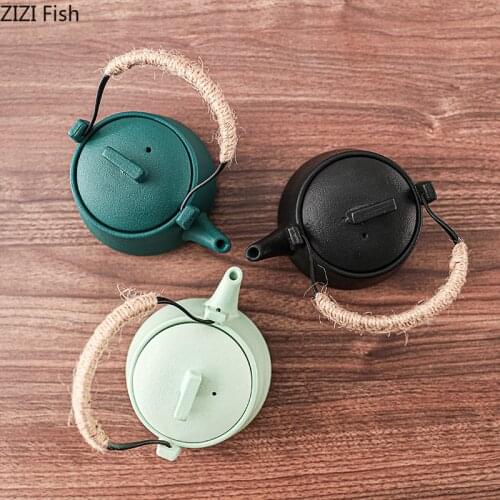 220ML Solid Color Ceramic Kung Fu Teapot High Capacity Make Teapot with Handle Anti-scald and Heat-resistant Modern Home Tea Set