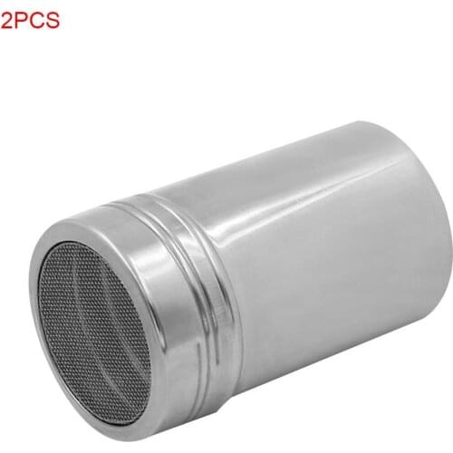 2 PCS Stainless Steel Coffee Powder Dredger Icing Sugar Salt Shaker Cocoa Cinnamon Flour Mesh Sifter Sprinkler