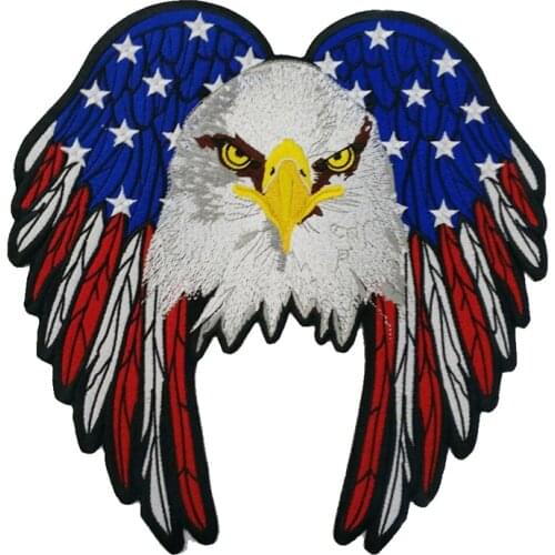 Beautiful big size eagle professional computer embroidery patch&badge hot cut border Iron on free shipping accept customised