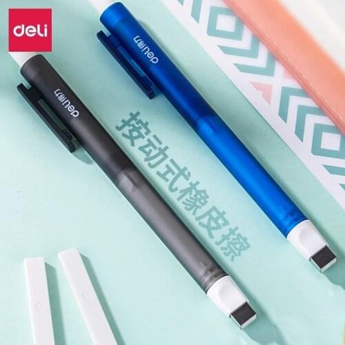 Deli Press Eraser Retractable Pencil Eraser Rubber Student Supplies Writing School Stationery for Kids Student Drawing