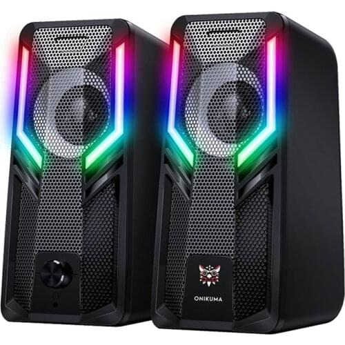 Top Deals ONIKUMA Computer Speakers 2.0 Stereo Volume Control with Rgb Lights USB Powered Gaming Speakers for Desktop/Phone/iPad