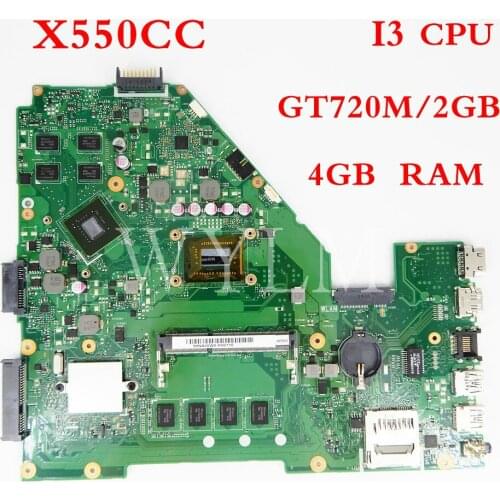 X550CC motherboard 4GB RAM I3 CPU GT720M/2G mainboard For ASUS X550C X550CC A550C X550CL R510C Y581C Laptop motherboard