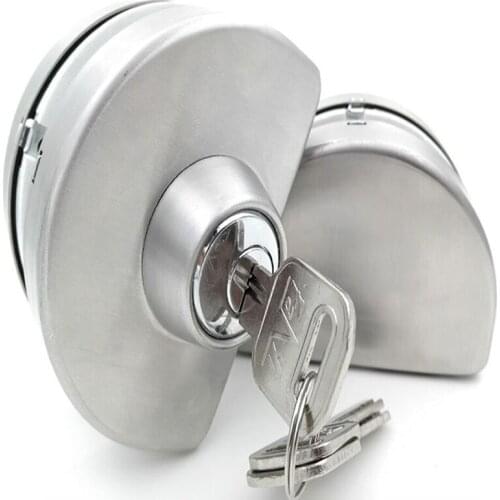 Brushed Stainless Steel Glass Door Anti-Theft Security Lock 10mm-12mm Double Swing Hinged Frameless Sliding Gate Lock with Keys