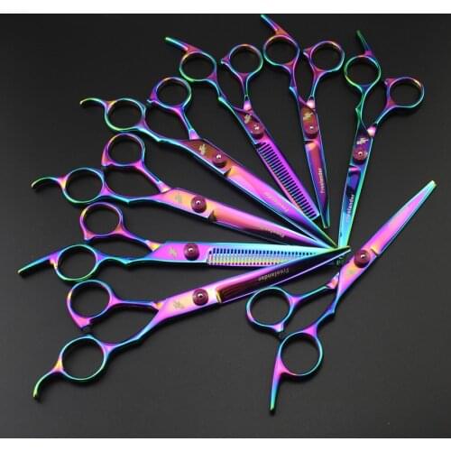 6/7 inch Pet Grooming Scissors Straight Curved Dog Cat Cutting Thinning Shears Kit Tesoura Para Hair Thinning Shears