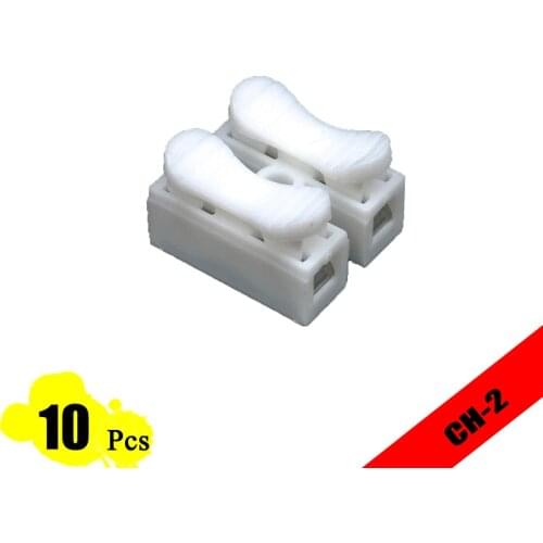 10pcs CH-2 2p Spring Wire Self-locking Push Terminals Quick Connector Splice With No Welding Led Cable Clamp Terminal 2 Way