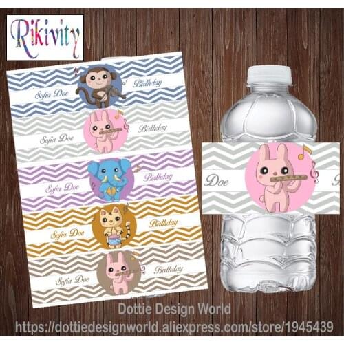 Rikivity Personalized Animal Baby Shower Water Bottle Wine Labels Candy Bar Wrapper Stickers Birthday New Born Party Decoration