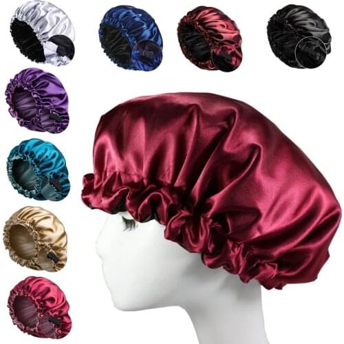 Satin Bonnet Sleep Extra Large Double Layer Reversible Adjustable Turban Hat