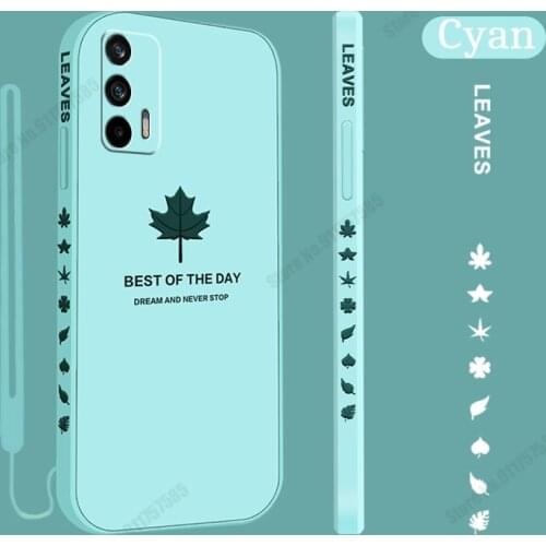 For Realme GT NEO XT Capa Maple Leaf Pattern Silicone Shockproof Case Lanyard For Realme Q3 Pro Q3i Q2i Wristband Lanyard Cover